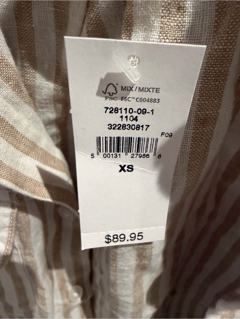 GAP Men's Beige and White Striped Linen Button-Down Shirt - Picture 4 of 6
